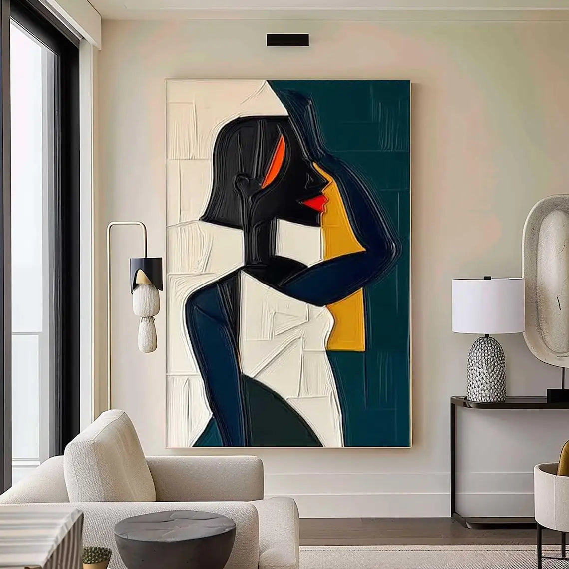 Hand-painted Cubism Art Textured Canvas Murals