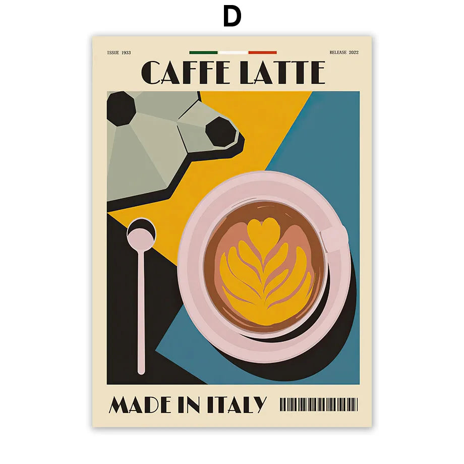 Italian Cafe Espresso Art Canvas Prints