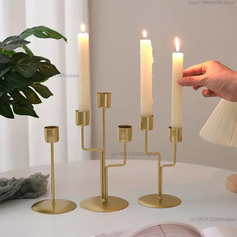Minimalist Euro-style Gold & Black Candlestick Holders