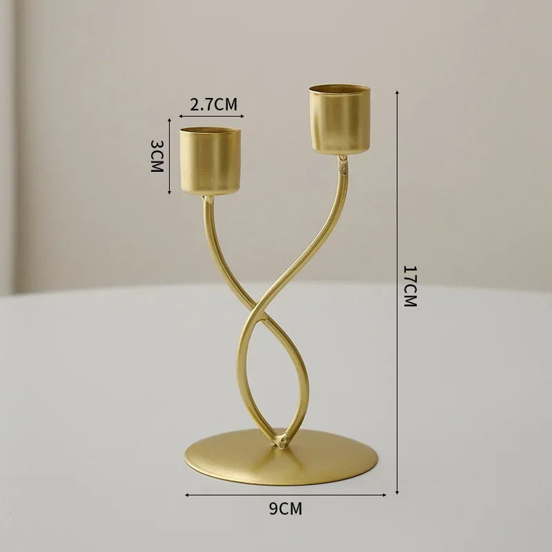 Minimalist Euro-style Gold & Black Candlestick Holders