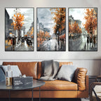 3-Piece Autumn City Streets Canvas Prints