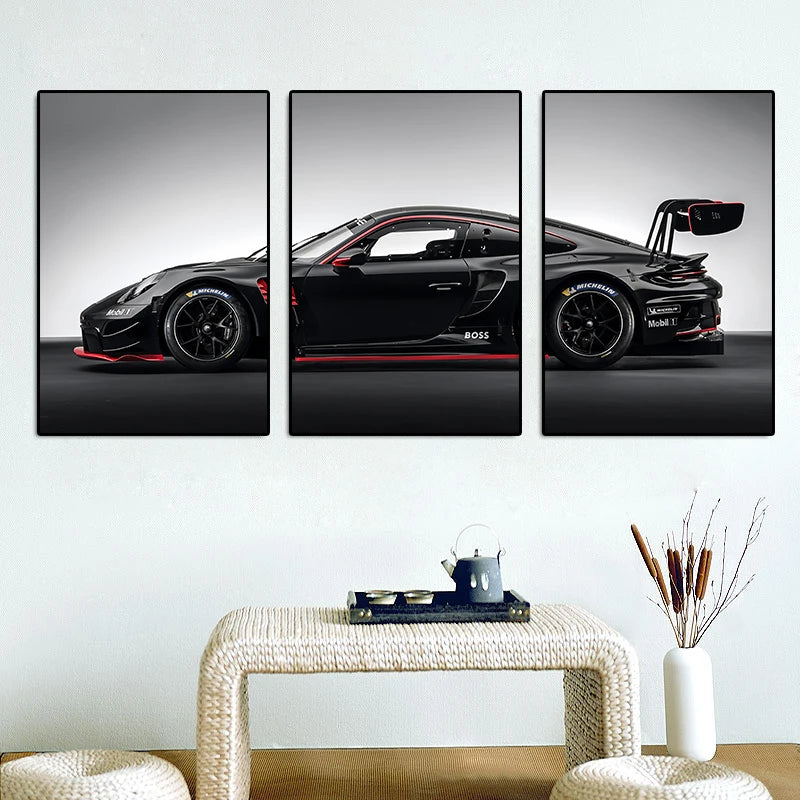 3-Piece Porsche GT3-RS Art Canvas Print