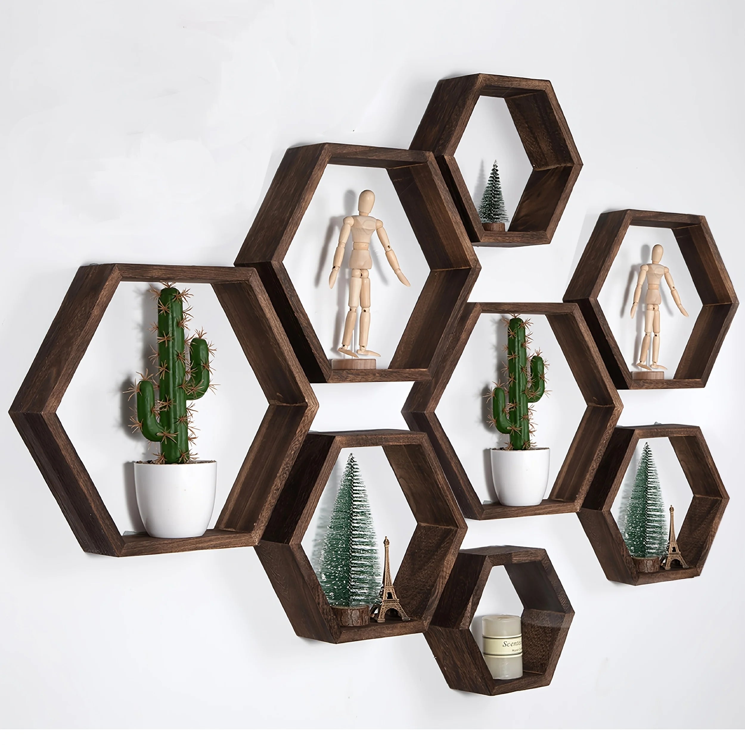 Hexagon floating wall shelf, hexagon storage rack - for home decoration lovers - perfect gift - suitable for bathroom, bedroom - Sleek Surprises