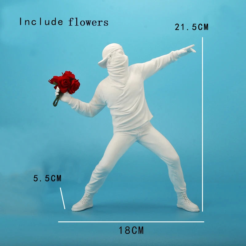 Banksy Flower Thrower Collectible Statue - Sleek Surprises