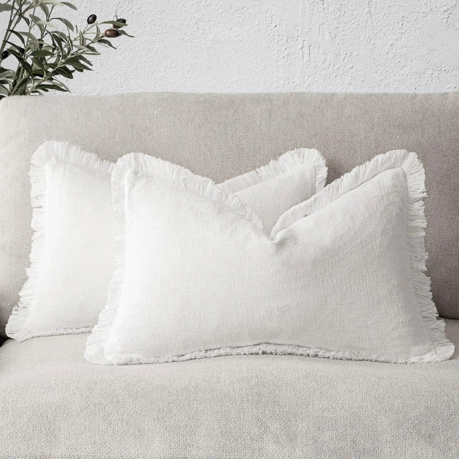 2-Piece Linen Farmhouse Cushion Covers