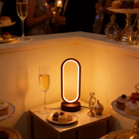 Minimalist LED Ring Table Lamp - Three-Color Dimming