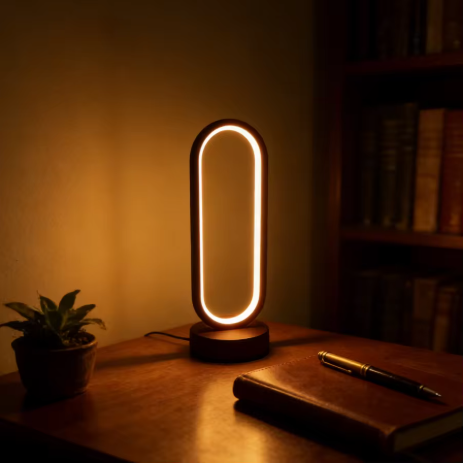 Minimalist LED Ring Table Lamp - Three-Color Dimming