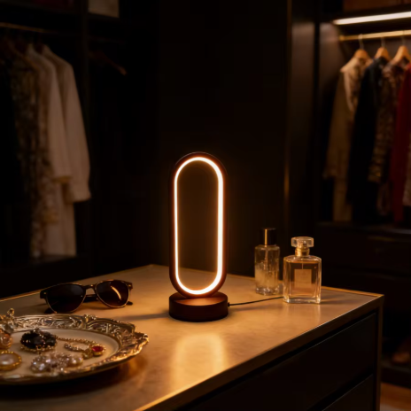 Minimalist LED Ring Table Lamp - Three-Color Dimming