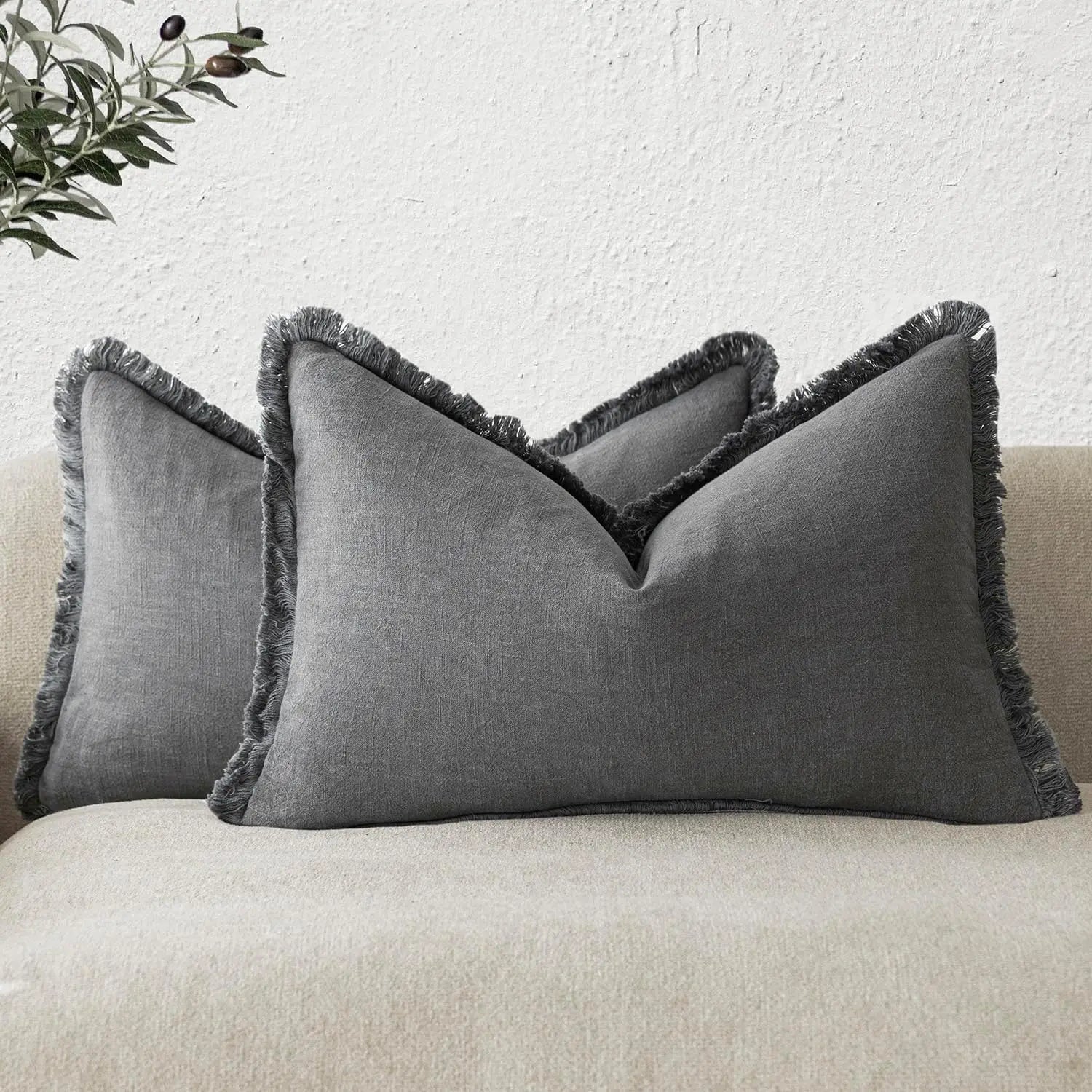 2-Piece Linen Farmhouse Cushion Covers