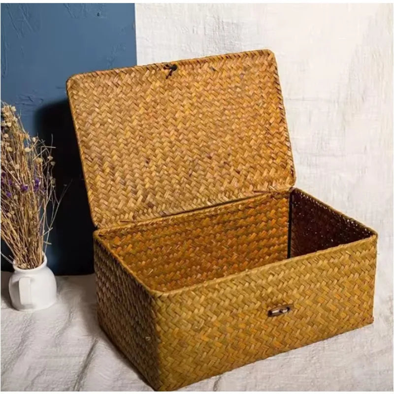 Handwoven Seagrass Rectangular Storage Basket