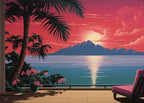 Hiroshi Nagai Inspired Palm Sunset Art Canvas Prints