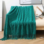 Nordic Solid Casual Blankets Throws Soft Comfortable Knitted Shawl Sofa Blanket Bed End Cover Travel Hotel Decorative Bedspread