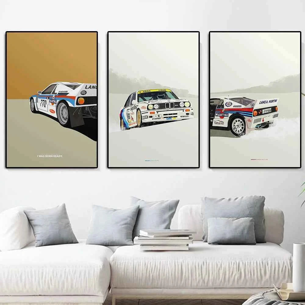 Racing GT40 Surfboard Illustration Classic Sports Car 911 Graffiti Canvas