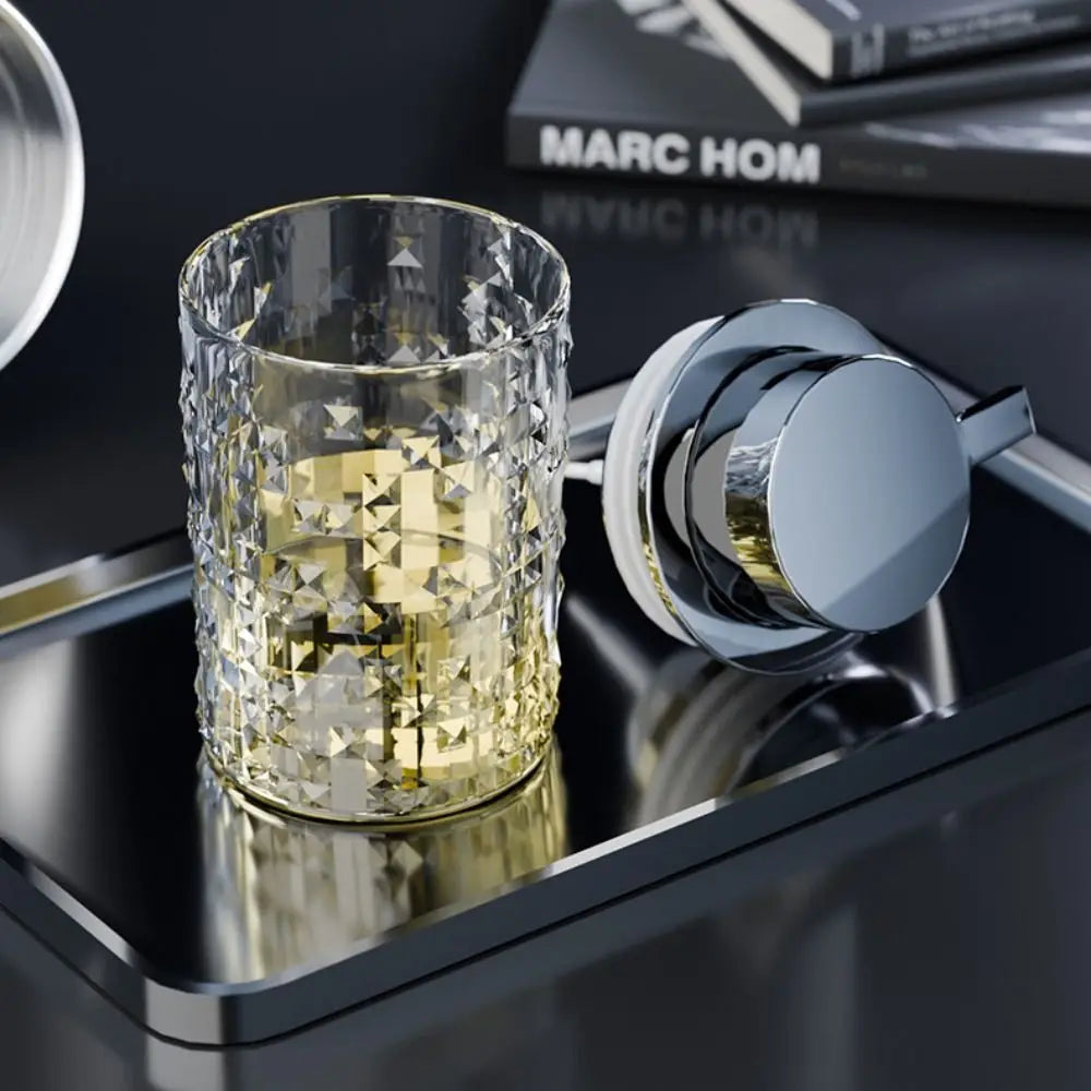 2-Piece Luxe Glass Soap Dispenser and Toothbrush Holder