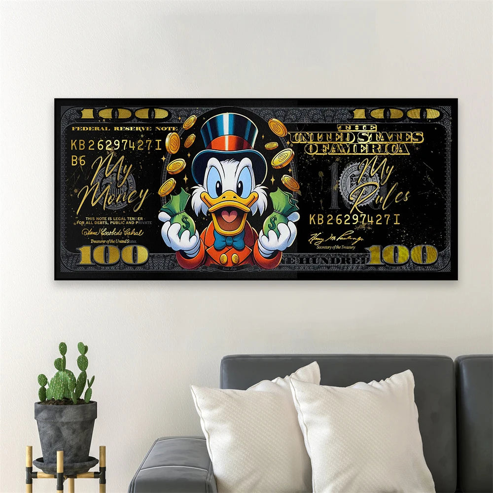 Money Rules $100 Billionaire McDuck Art Canvas Print