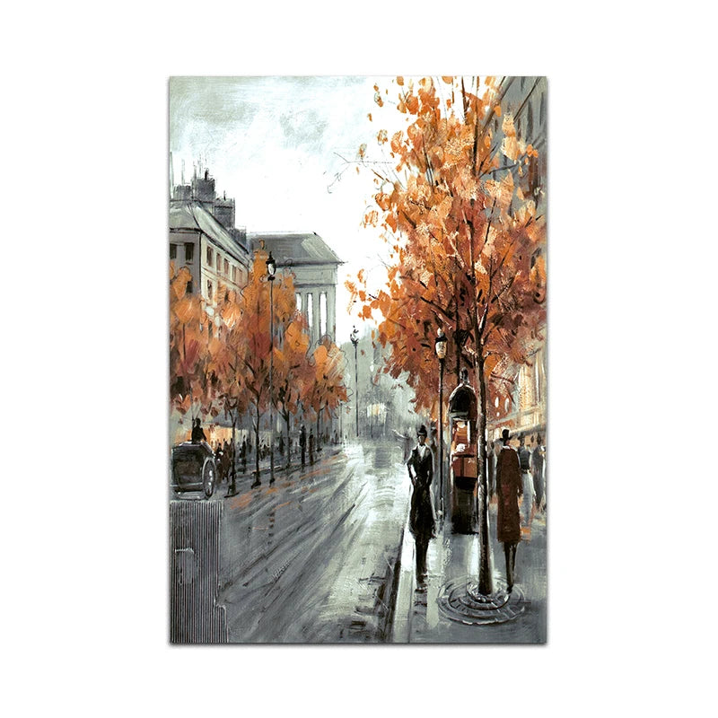 3-Piece Autumn City Streets Canvas Prints - Sleek Surprises