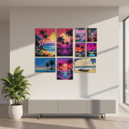Hiroshi Nagai Inspired Palm Sunset Art Canvas Prints