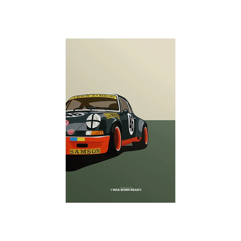Illustrated Retro 80s/90s Sports Cars Canvas Prints