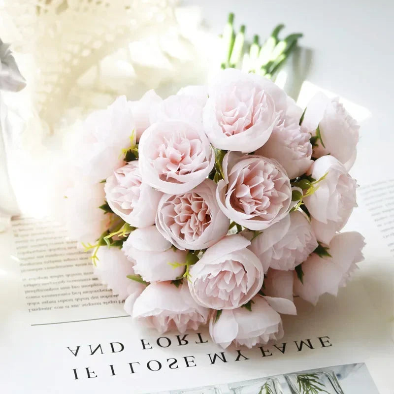 27-Head Silk Peony Artificial Bouquet of Flowers
