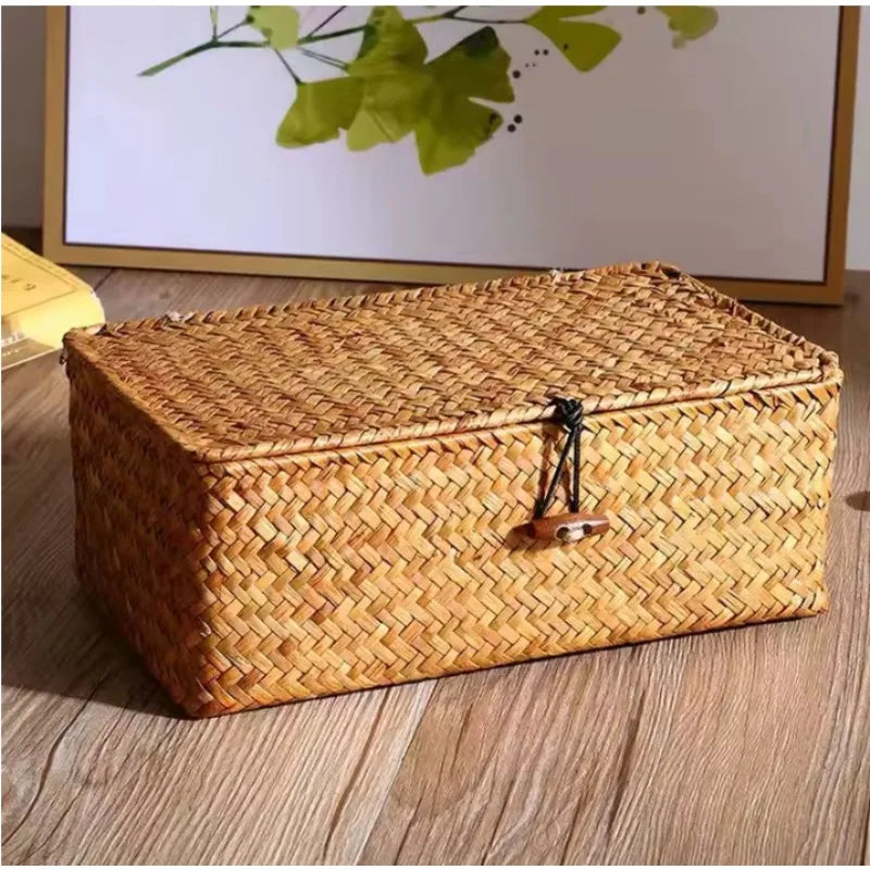 Handwoven Seagrass Rectangular Storage Basket
