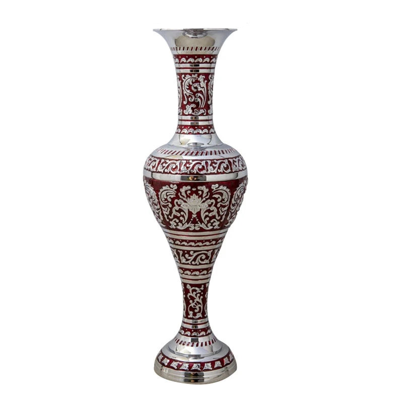 Vintage Etched Brass Metal Vase