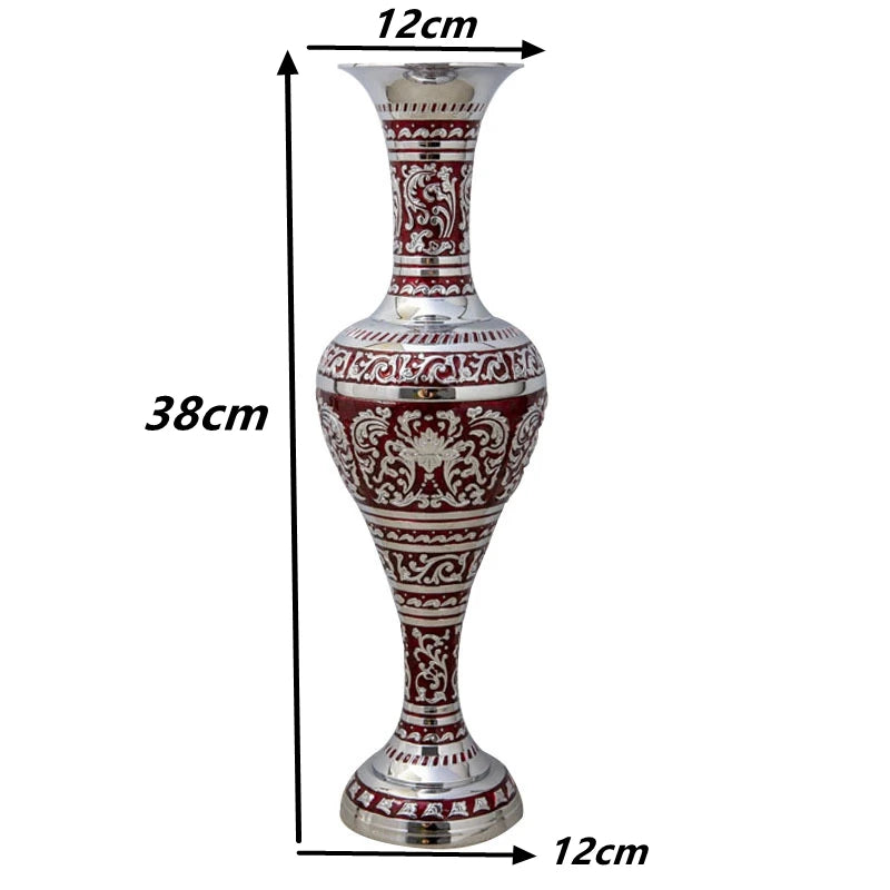 Vintage 38cm Etched Brass Metal Vase