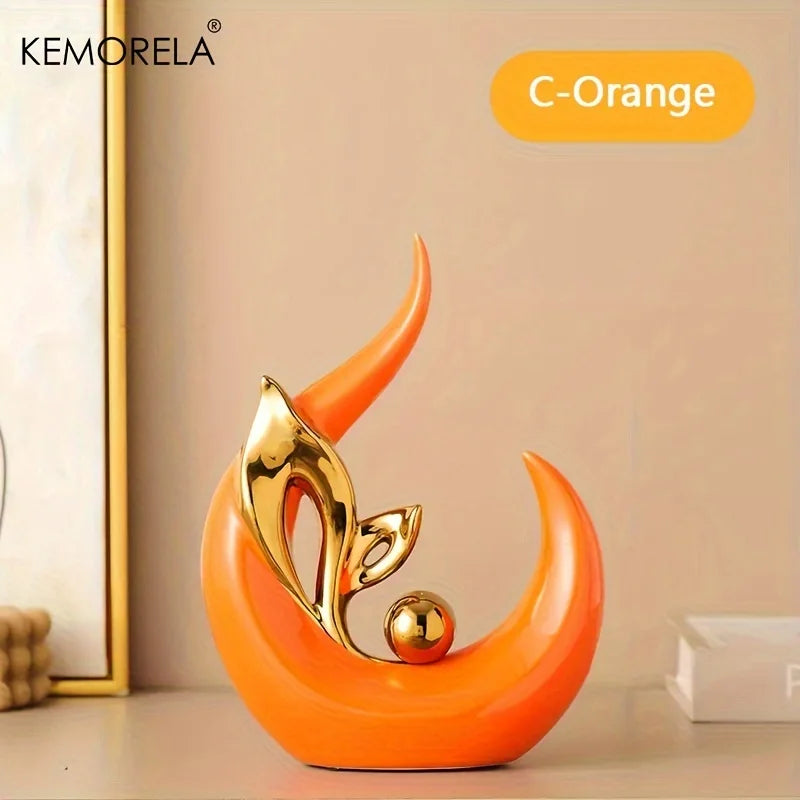 Curved Flame Ceramic Light Sculptures