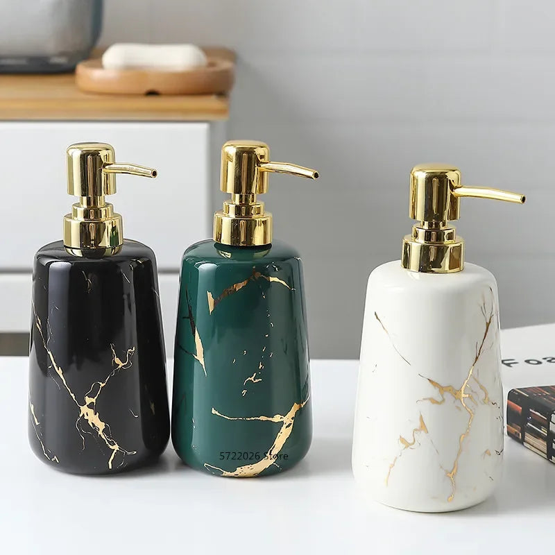 Ceramic Gold Marble Bathroom Accessories Set