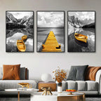 3-Piece Yellow Contrast Lakeside Landscape Canvas Prints