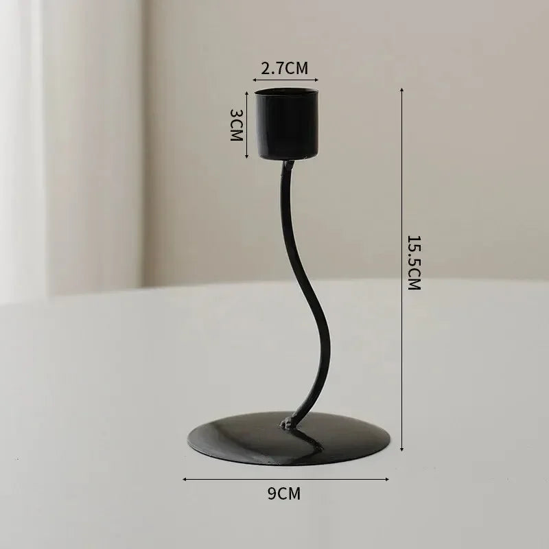 Minimalist Euro-style Gold & Black Candlestick Holders