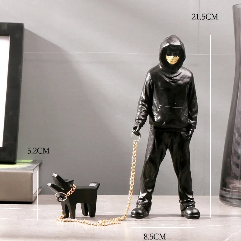 Trendy Man With Dog Banksy Collectible Sculpture
