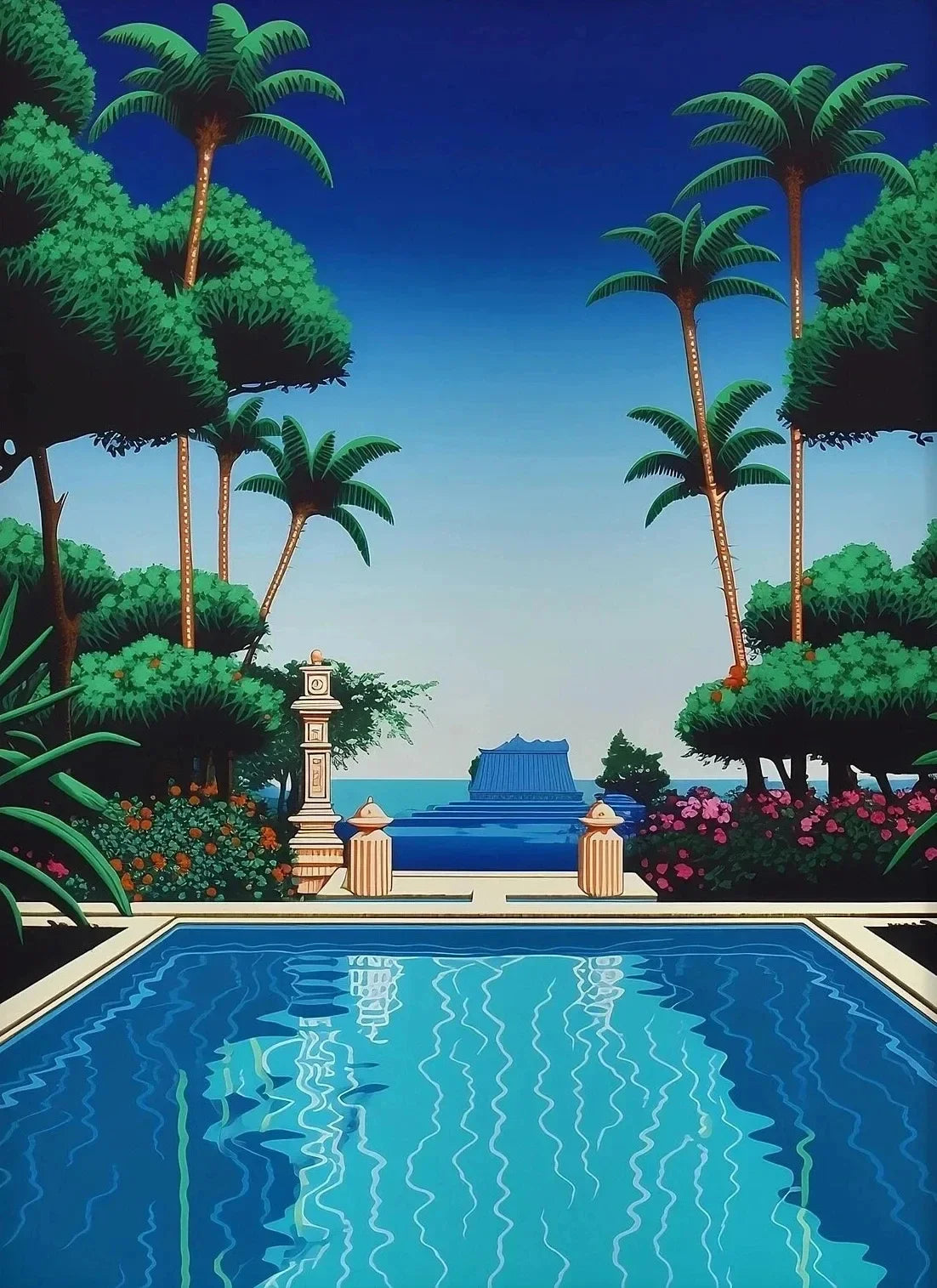 Hiroshi Nagai Inspired Summer Skies Scenic Art Canvas Prints