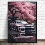 Retro Car & Japanese Culture Canvas Wall Art