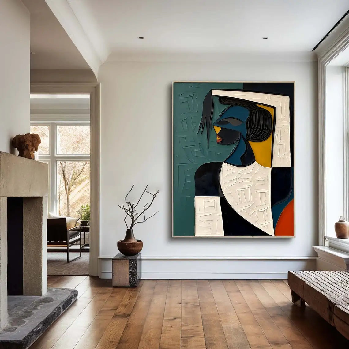 Hand-painted Cubism Art Textured Canvas Murals