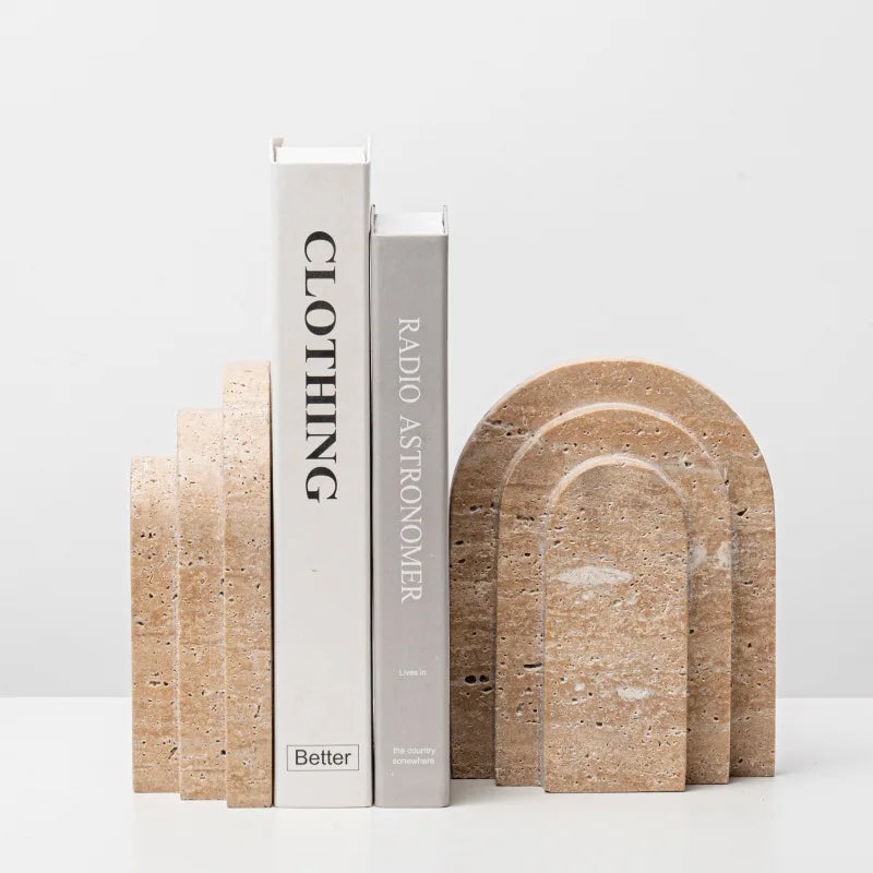 Natural Travertine Marble Bookends