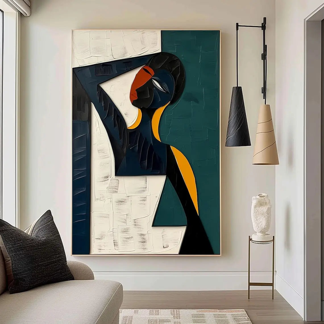 Hand-painted Cubism Art Textured Canvas Murals
