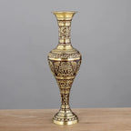 Vintage Etched Brass Metal Vase