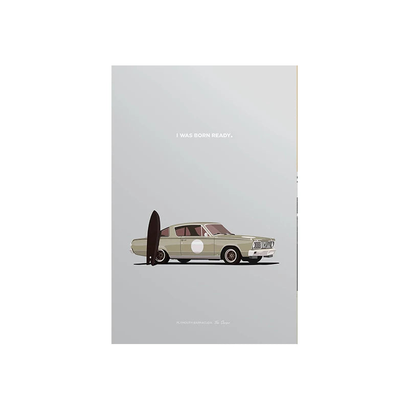 Illustrated Retro 80s/90s Sports Cars Canvas Prints