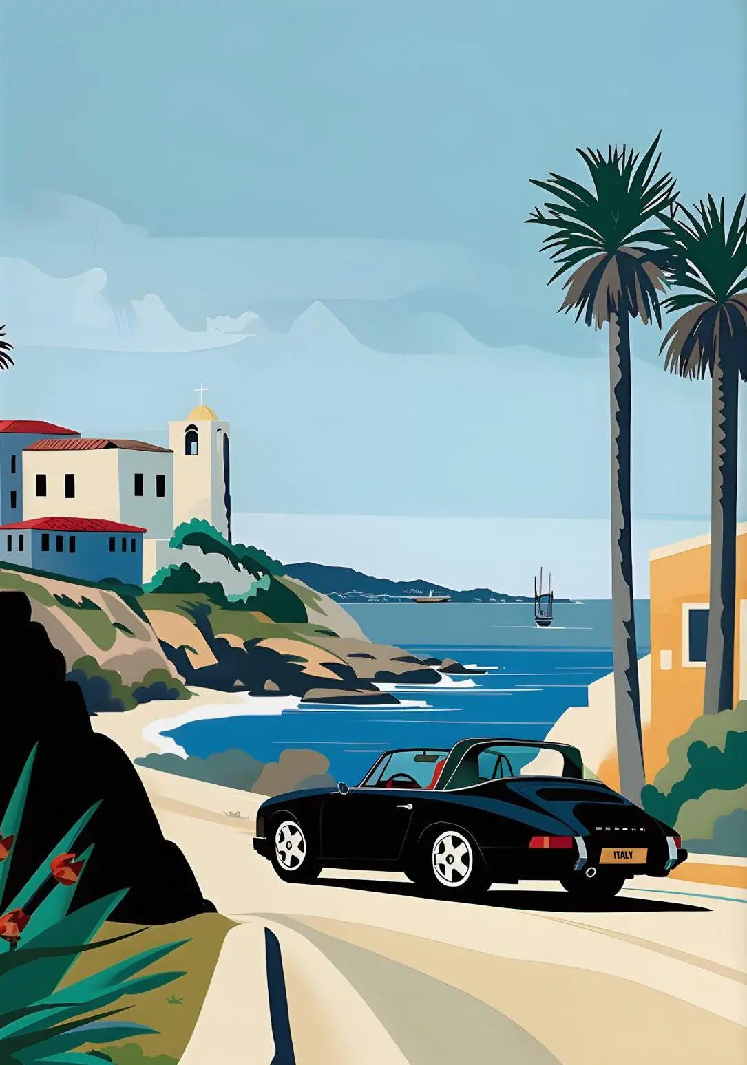 Classic Porsche 911 Alpine Scenery Art Canvas Prints