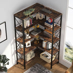 Modern Industrial 5-Tier Corner Bookcase