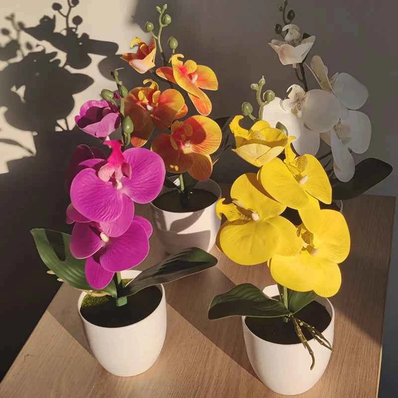 Bonsai Simulated Butterfly Orchid Artificial Potted Plant Desk Dining Table