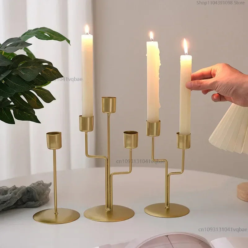 Minimalist Euro-style Gold & Black Candlestick Holders