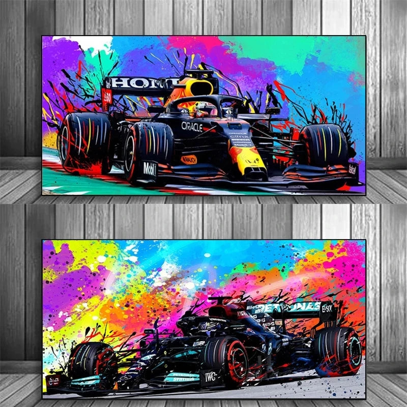 Formula 1 Racing Coloursplash Canvas Pictures