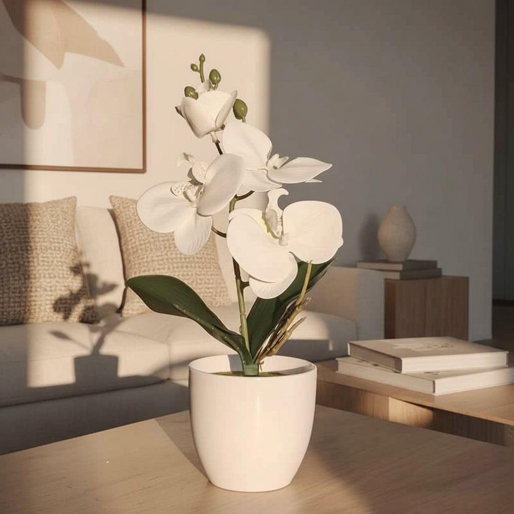 Bonsai Simulated Butterfly Orchid Artificial Potted Plant Desk Dining Table Home Office Vase Wedding Home Room Decoration Gift