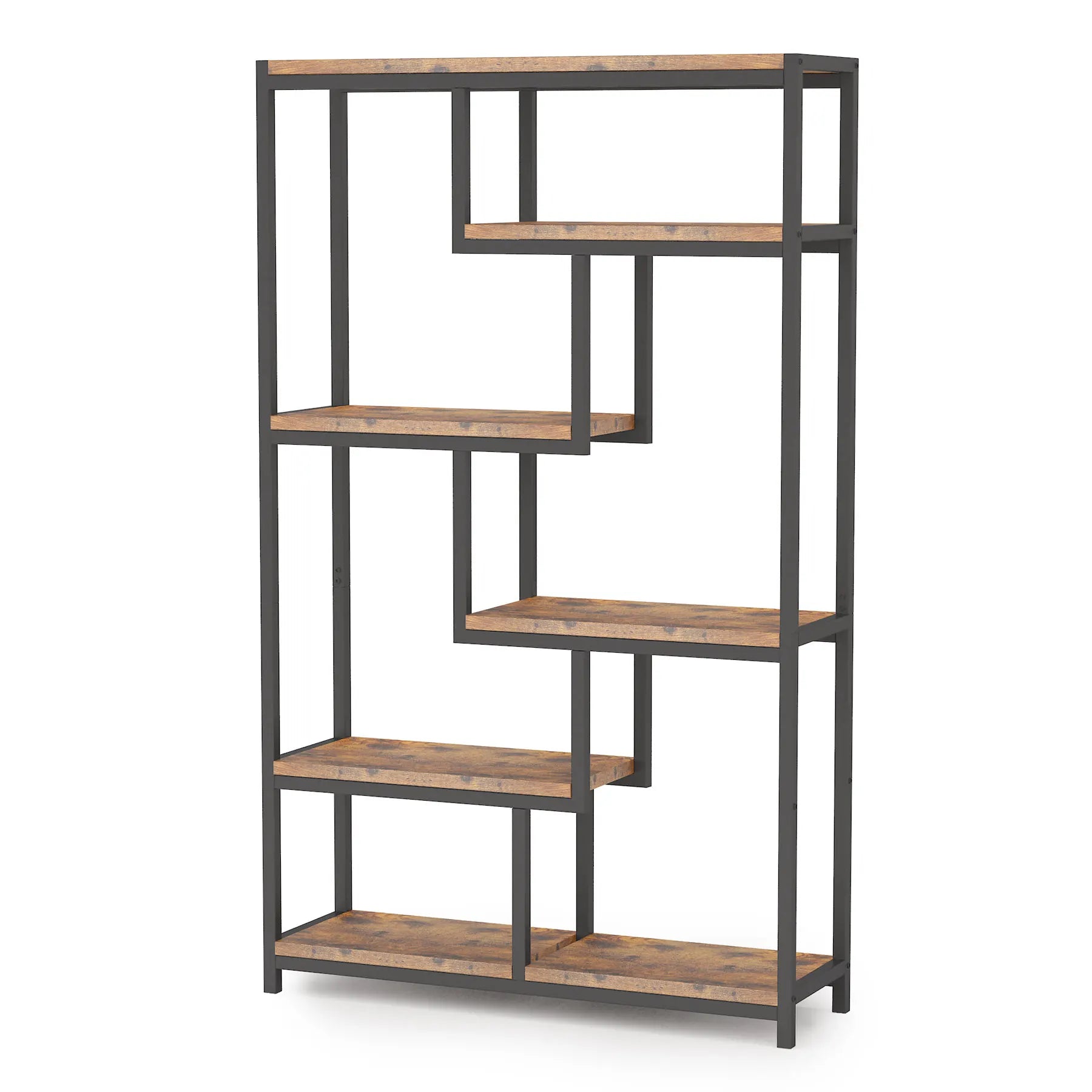 Marron Industrial Stepped 5-Tier Bookcase