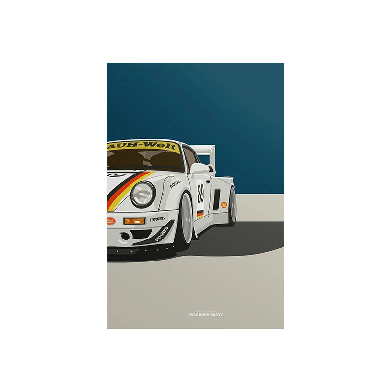 Illustrated Retro 80s/90s Sports Cars Canvas Prints