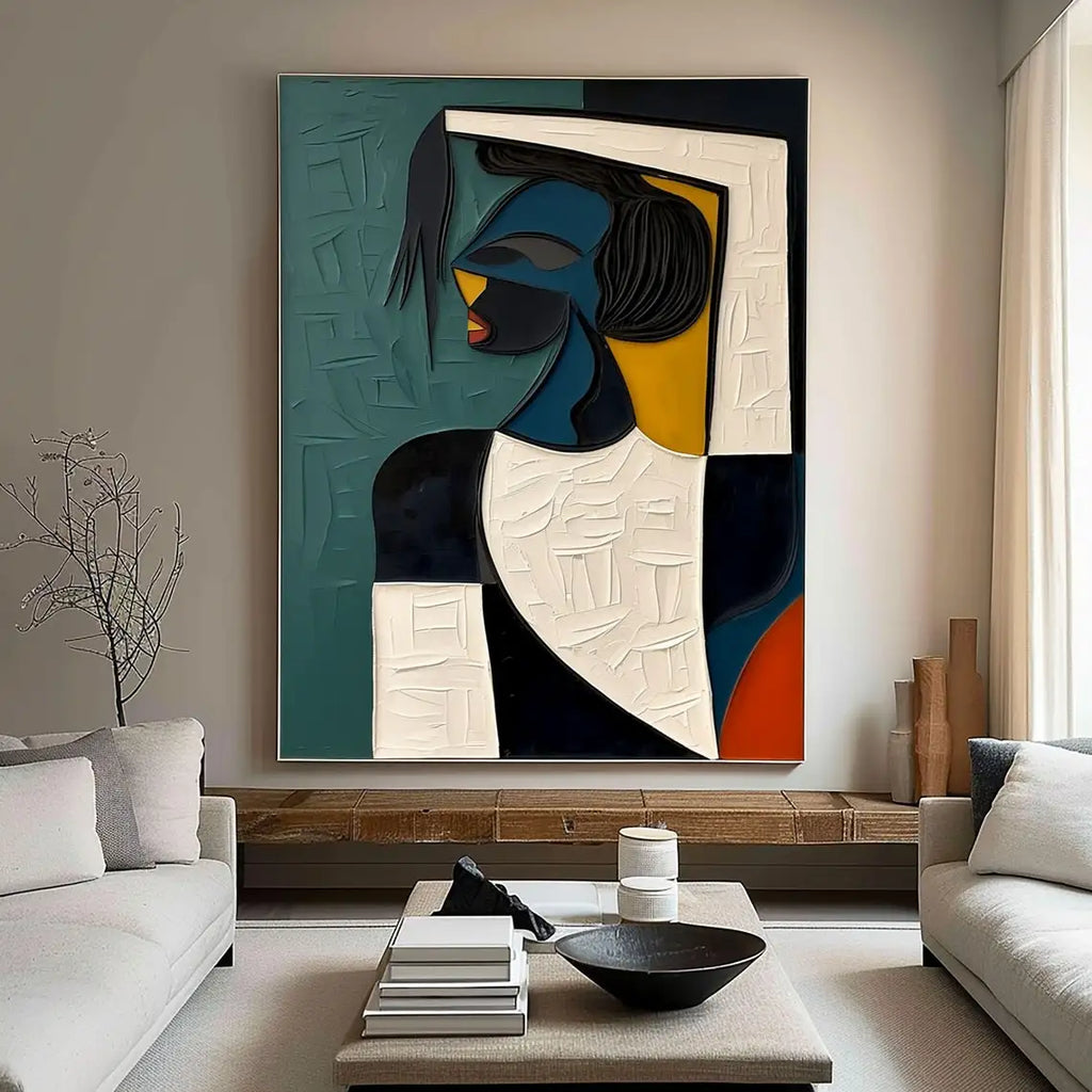 Hand-painted Cubism Art Textured Canvas Murals