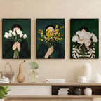 Green Abstract Flowers & Models Canvas Prints