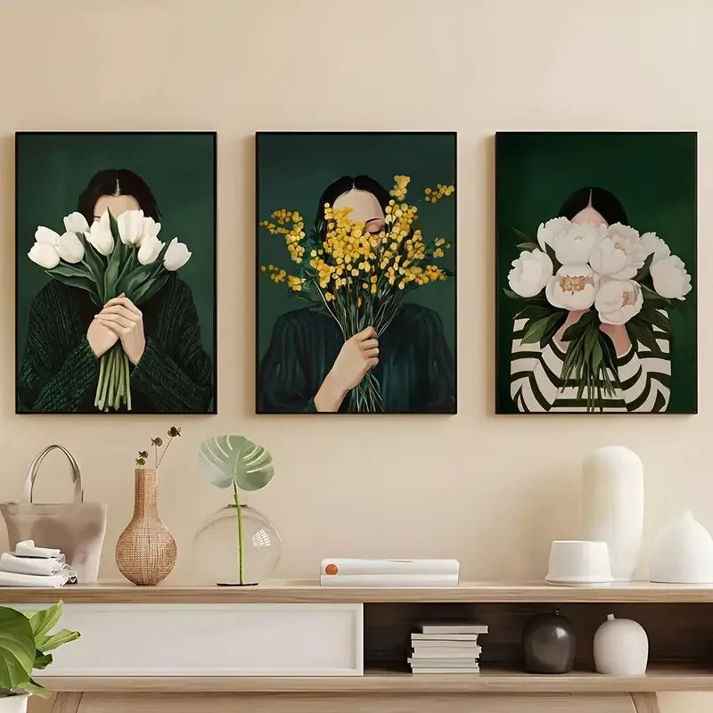 Green Abstract Flowers & Models Canvas Prints