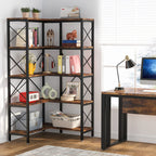 Modern Industrial 5-Tier Corner Bookcase